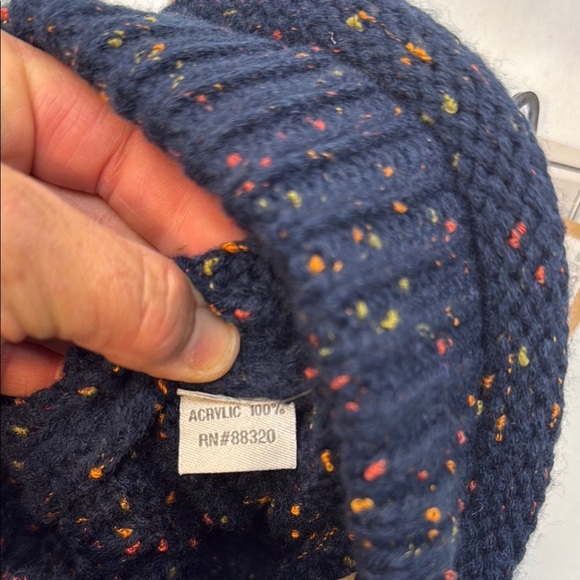 C.C Exclusives, Adult Navy Beanie with Multicolor Speckles, hole for bun, NWT - Picture 5 of 9